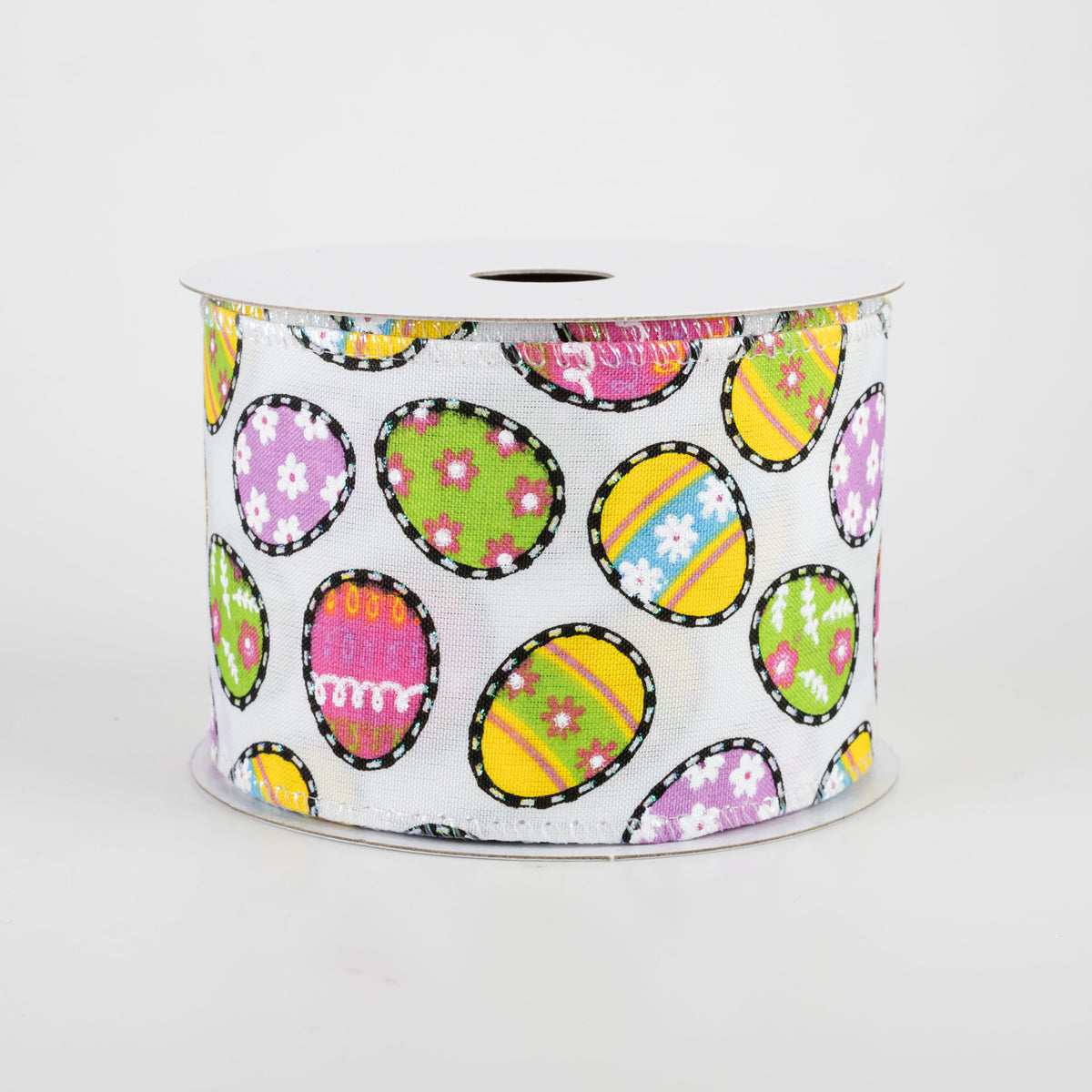 2.5" Dashed Edge Easter Egg Ribbon: White (10 Yards) Item Number: 31104-40-01