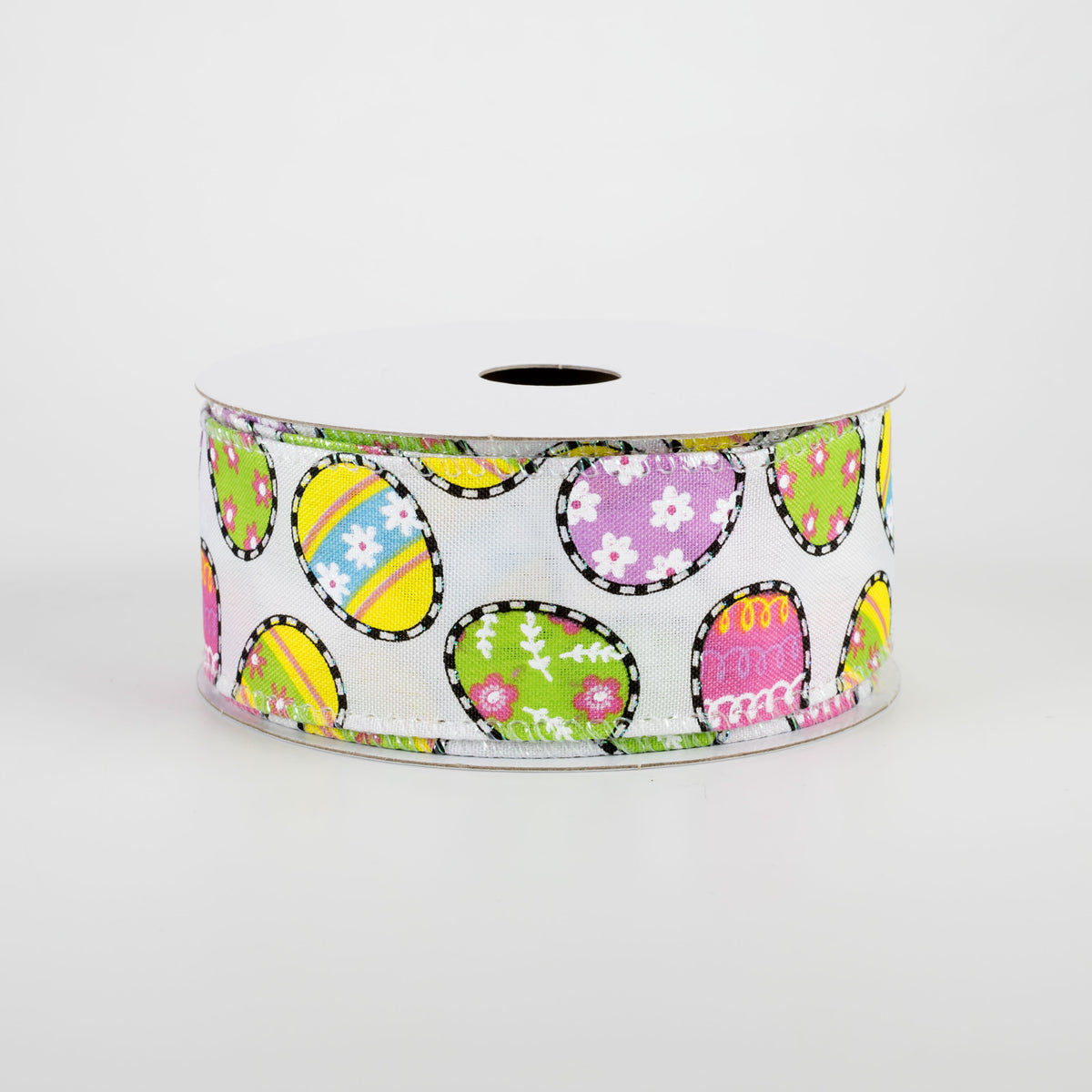 1.5" Dashed Edge Easter Egg Ribbon: White (10 Yards) Item Number: 31104-09-01