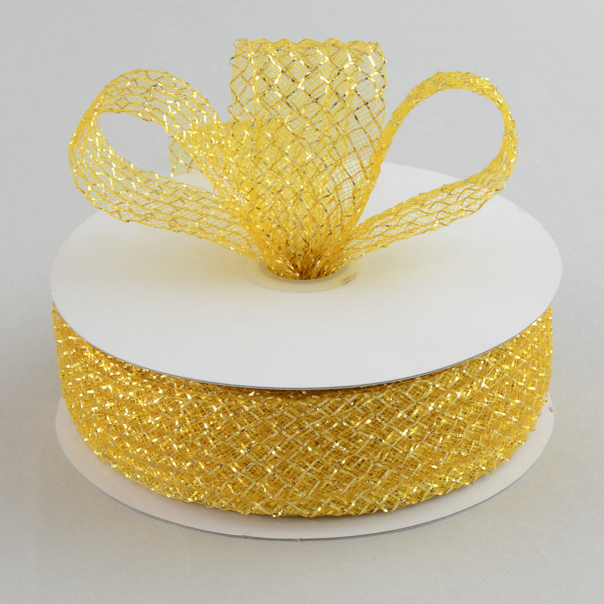 1.5" Deco Flex Mesh Ribbon: Metallic Gold (30 Yards) Lifestyle Photo