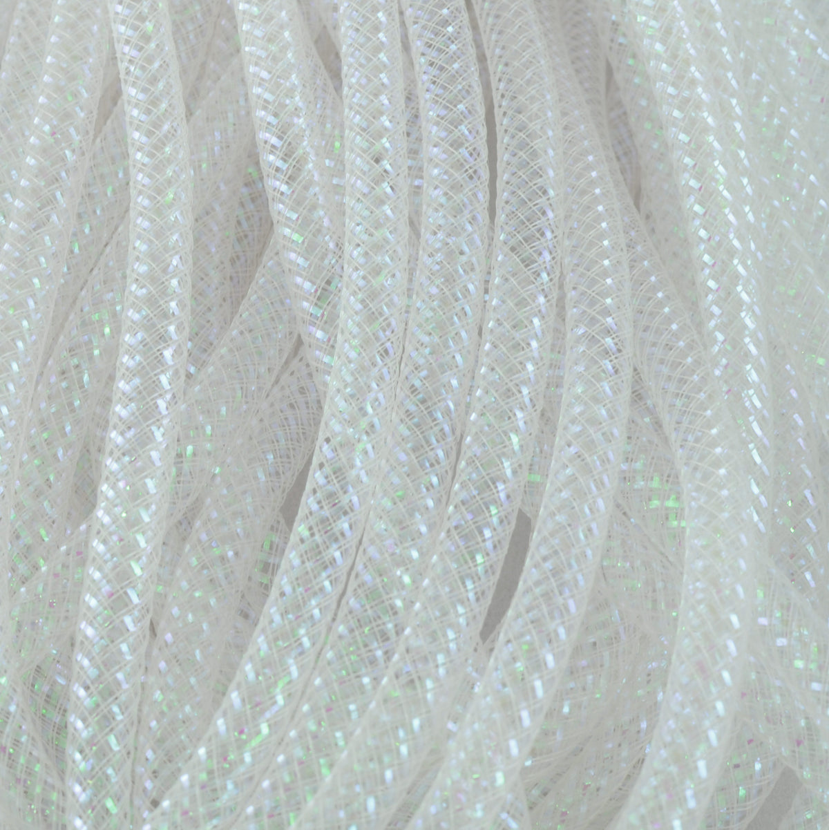 Deco Flex Tubing Ribbon: White Iridescent (30 Yards) Lifestyle Photo