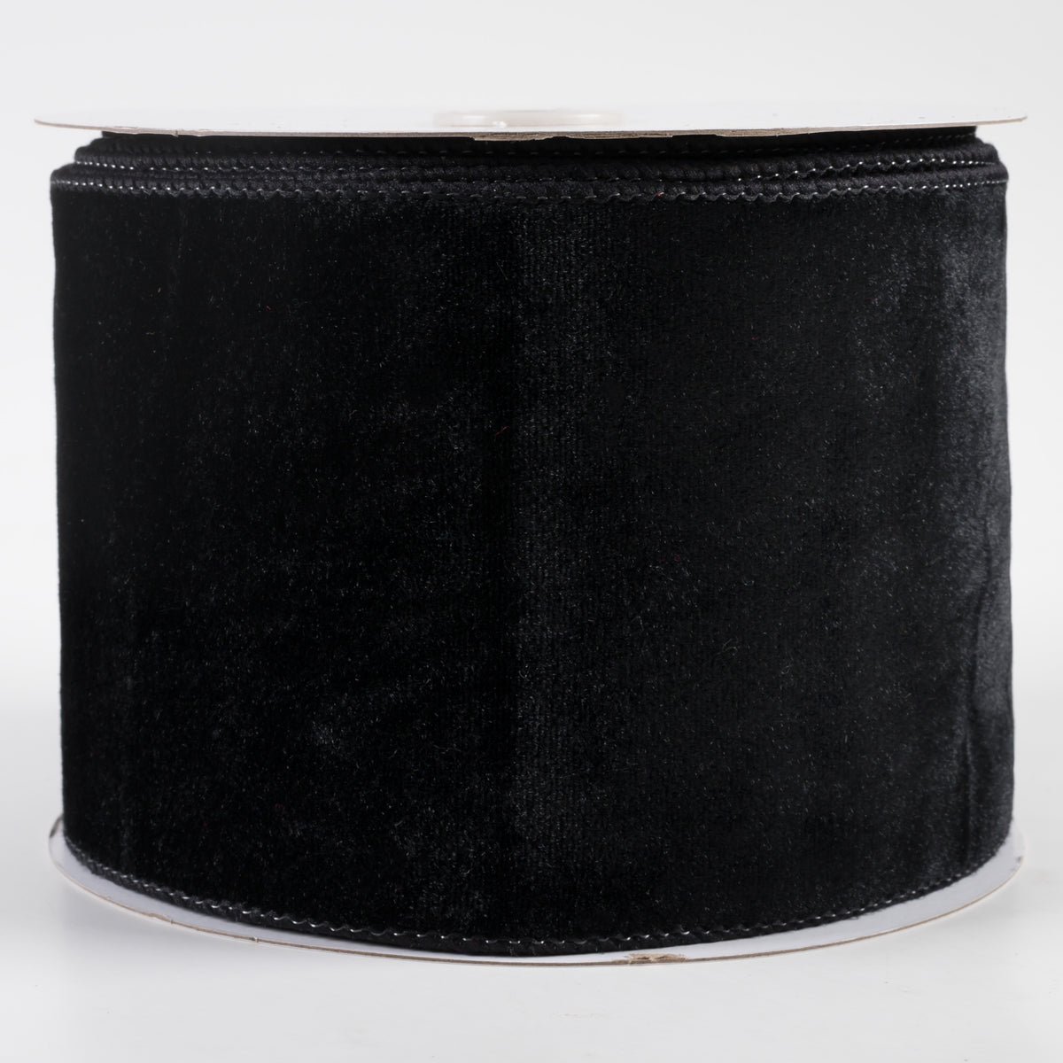 4" Deluxe Velvet Satin Backing Ribbon: Black (10 Yards)