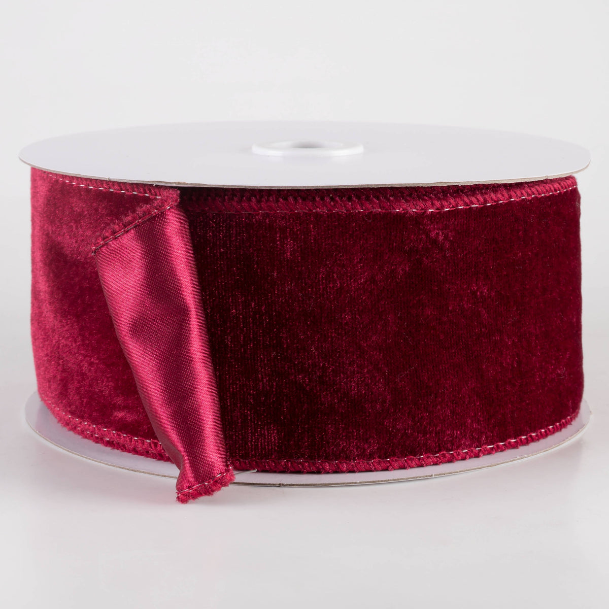 2.5" Deluxe Velvet Satin Backing Ribbon: Burgundy Red (10 Yards) Item Number: RGE165905