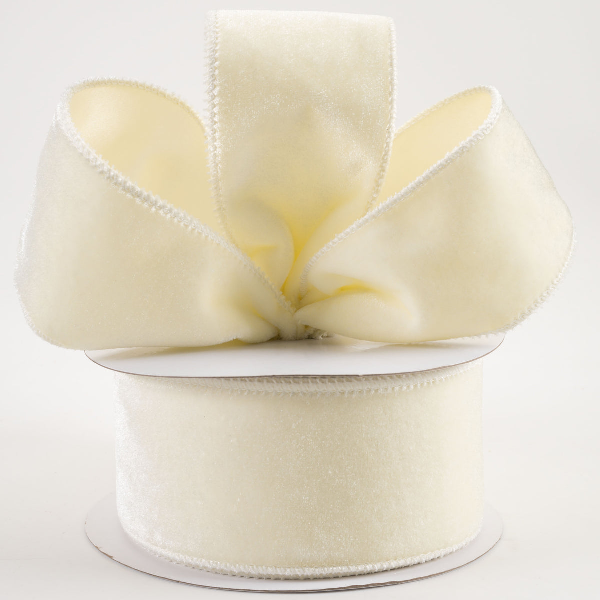 2.5" Deluxe Velvet Satin Backing Ribbon: Cream (10 Yards) Lifestyle Photo