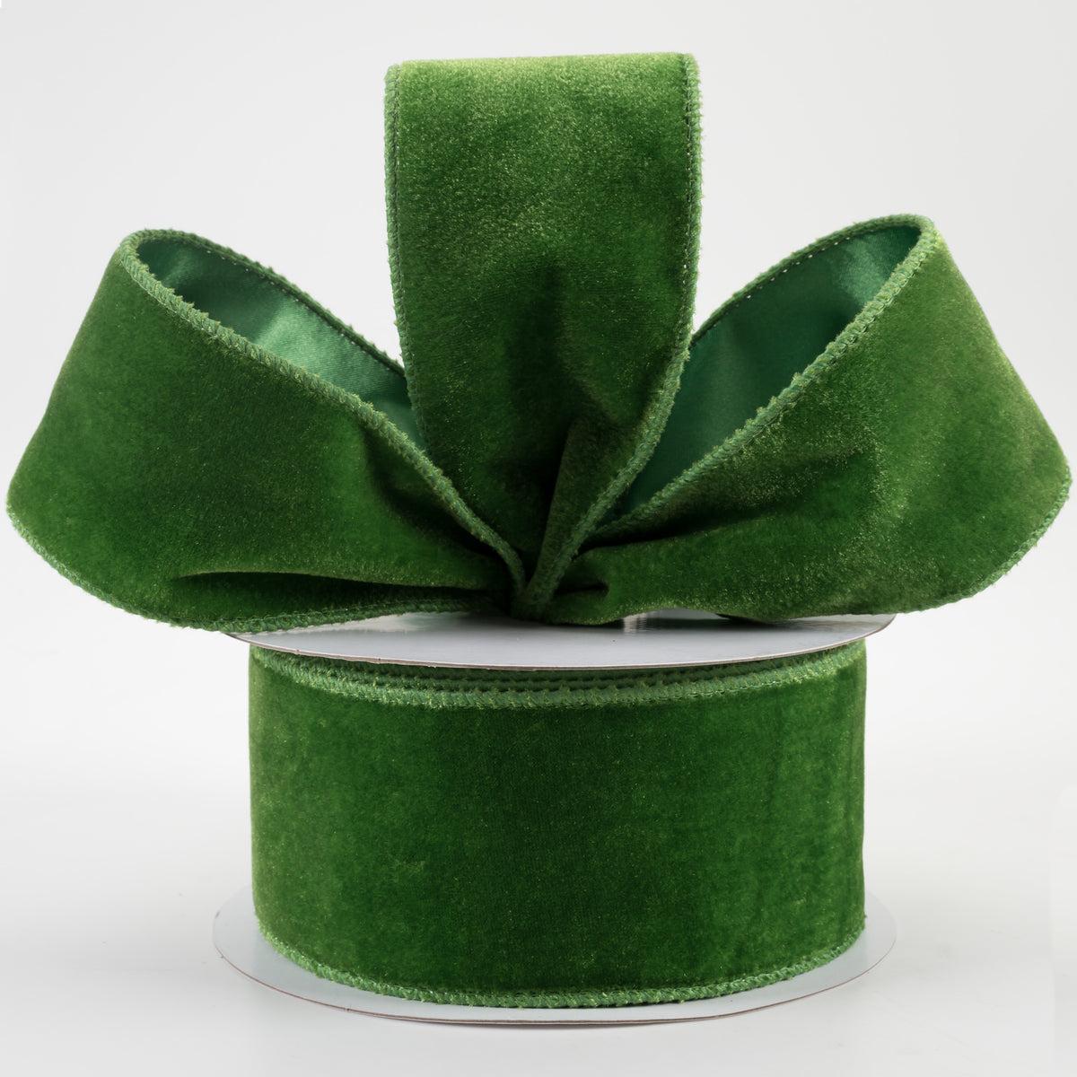 2.5" Deluxe Velvet Satin Backing Ribbon: Emerald Green (10 Yards) Lifestyle Photo