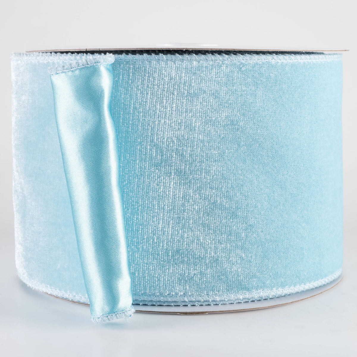 4" Deluxe Velvet Satin Backing Ribbon: Ice Blue (10 Yards) Item Number: RGE166048