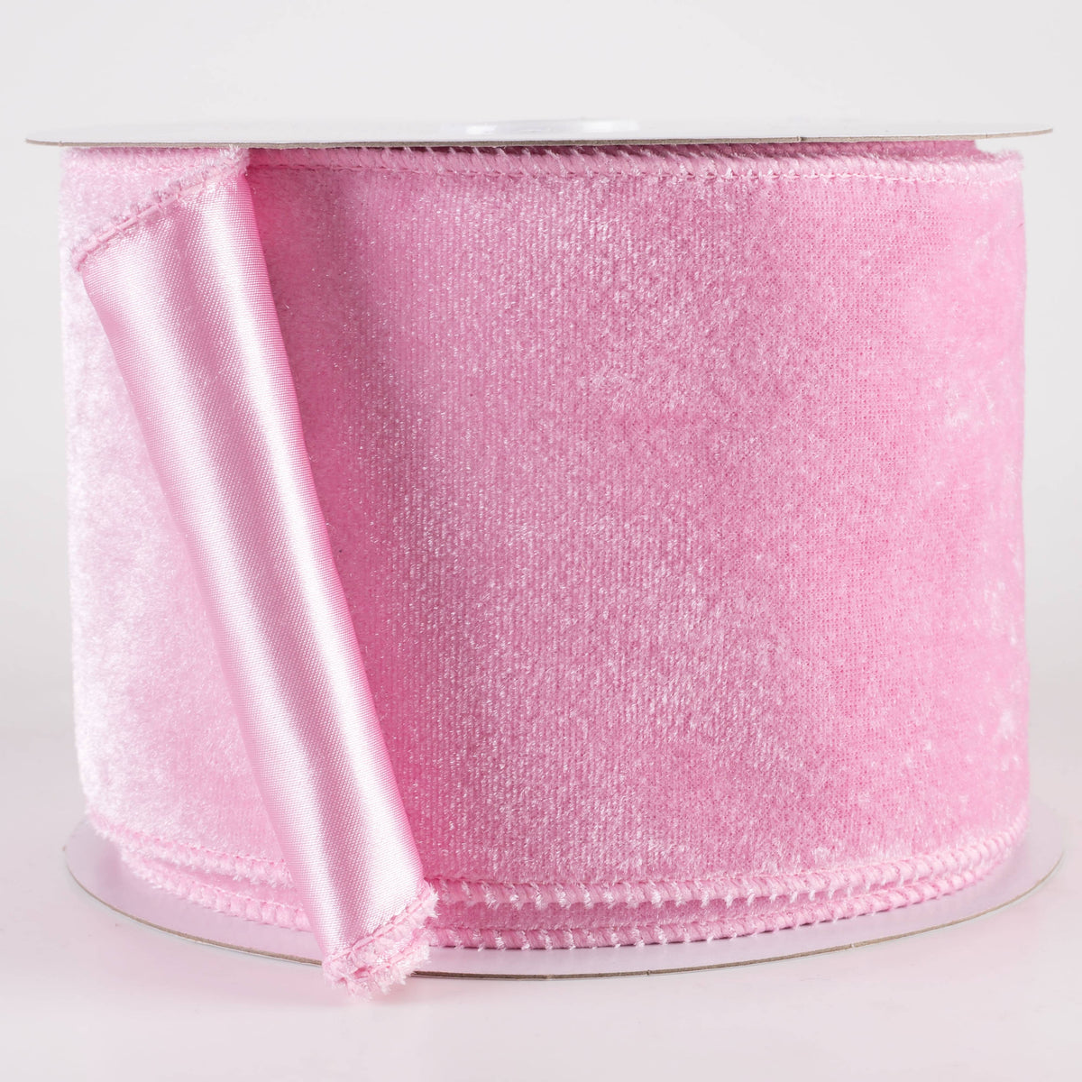 4" Deluxe Velvet Satin Backing Ribbon: Light Pink (10 Yards) Item Number: RGE166015