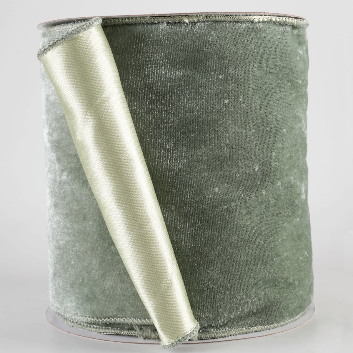 6" Deluxe Velvet Satin Backing Ribbon: Sage Green (10 Yards) Item Number: RGF148430