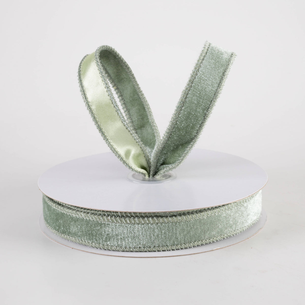 7/8" Deluxe Velvet Satin Backing Ribbon: Sage Green (10 Yards) Lifestyle Photo