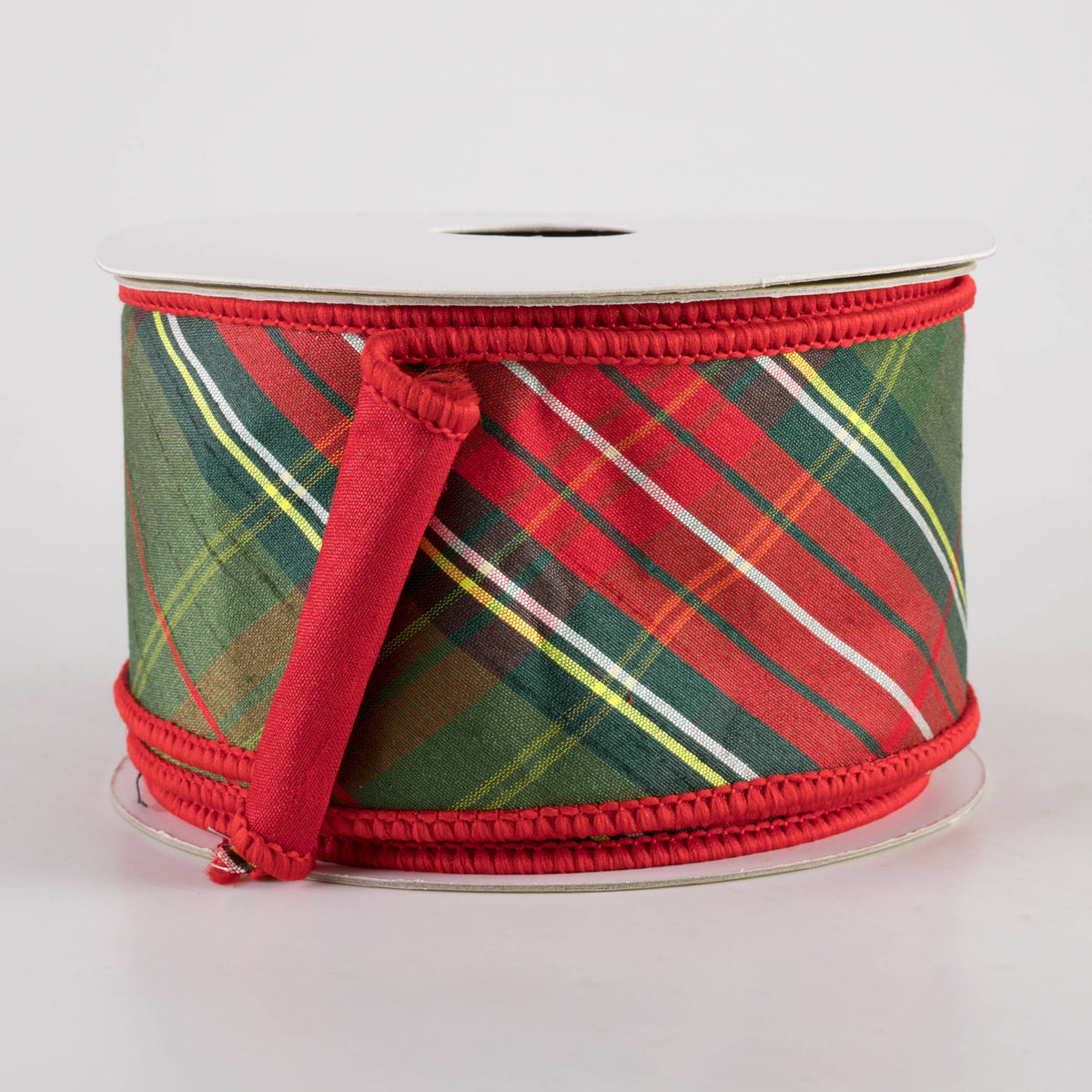 2.5" Designer Double Sided Plaid Ribbon: Red & Green (10 Yards) Item Number: 236666