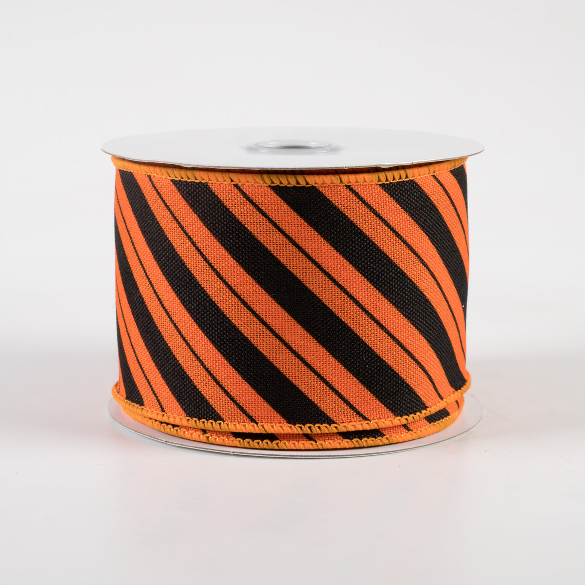 2.5" Diagonal Line Ribbon: Orange & Black (10 Yards)