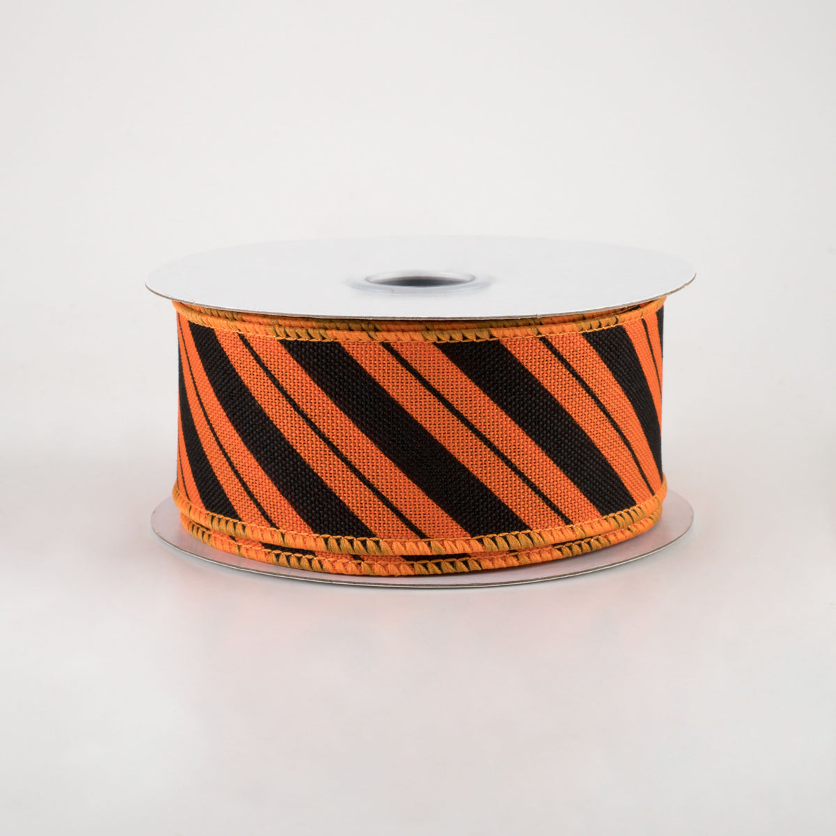 1.5" Diagonal Line Ribbon: Orange & Black (10 Yards)