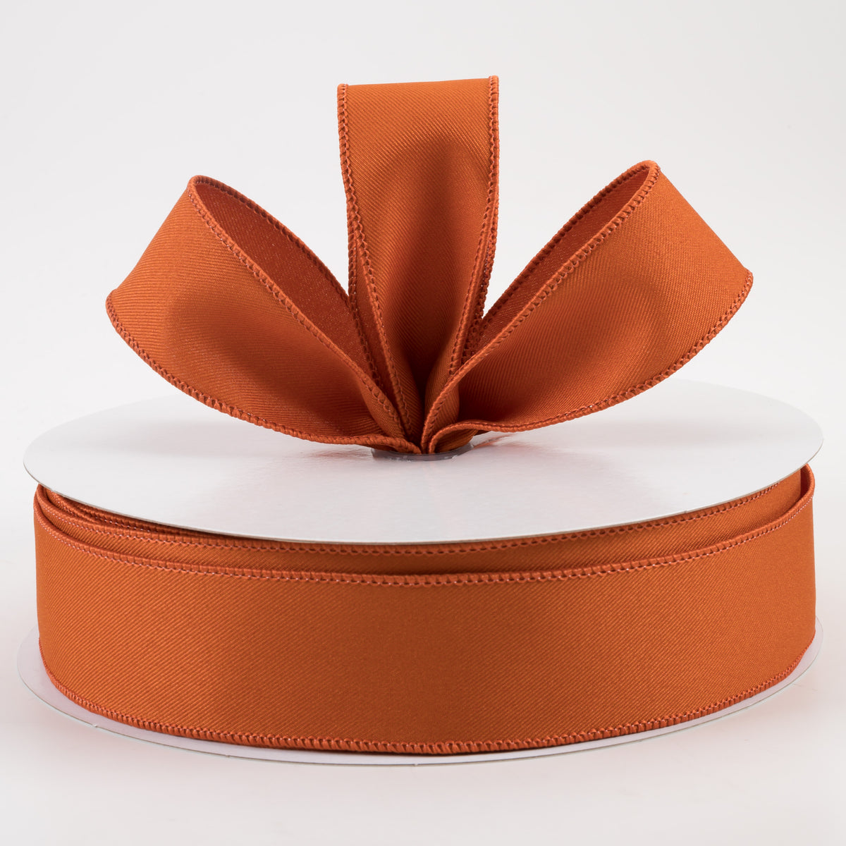 1.5" Diagonal Weave Fabric Ribbon: Autumn Orange (50 Yards) Lifestyle Photo