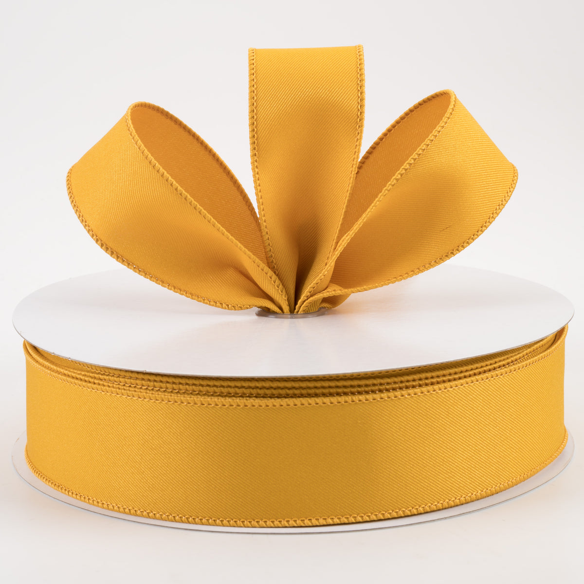 1.5" Diagonal Weave Fabric Ribbon: Dark Yellow (50 Yards) Lifestyle Photo