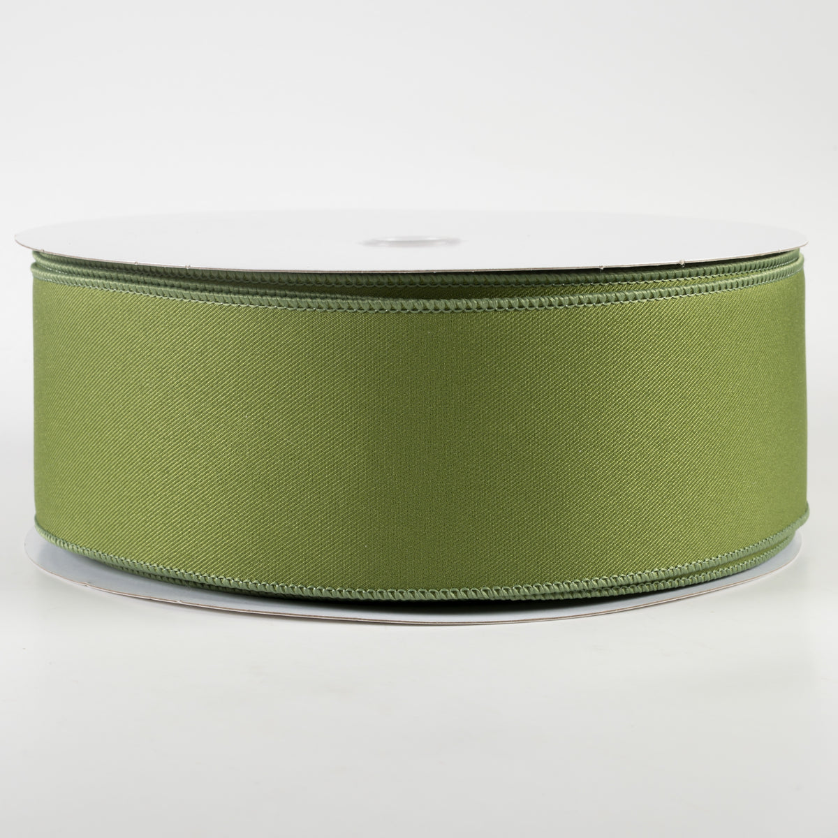 2.5" Diagonal Weave Fabric Ribbon: Moss Green (50 Yards)
