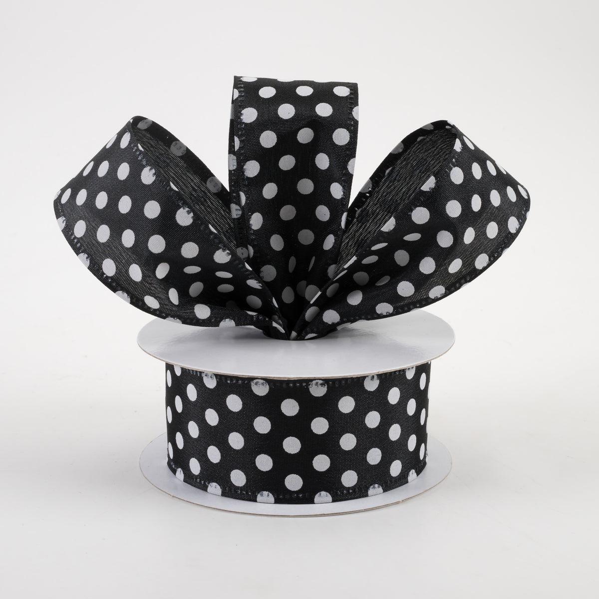 1.5" Dots Satin Ribbon: Black & White (10 Yards) Lifestyle Photo