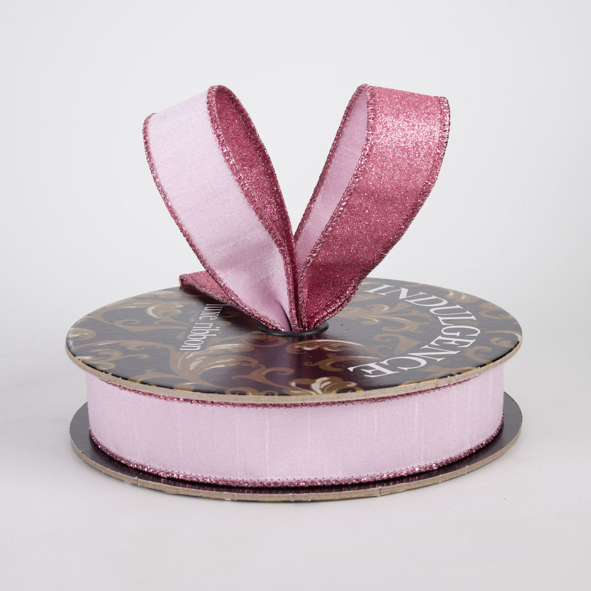 1" Double Sided Faux Dupioni & Glitter Ribbon: Pink (10 Yards) Lifestyle Photo
