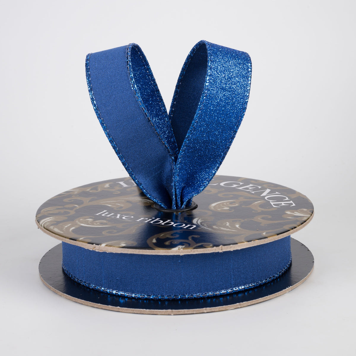 1" Double Sided Faux Dupioni & Glitter Ribbon: Royal Blue (10 Yards) Lifestyle Photo