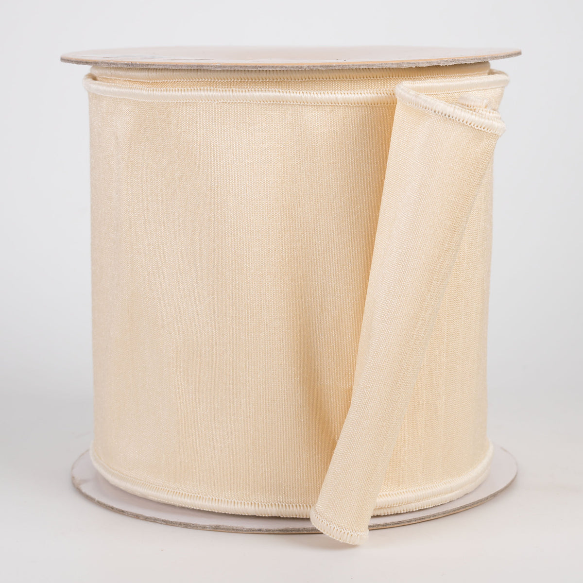 4" Double Sided Fused Dupioni Ribbon: Cream (10 Yards) Item Number: LX4035A1