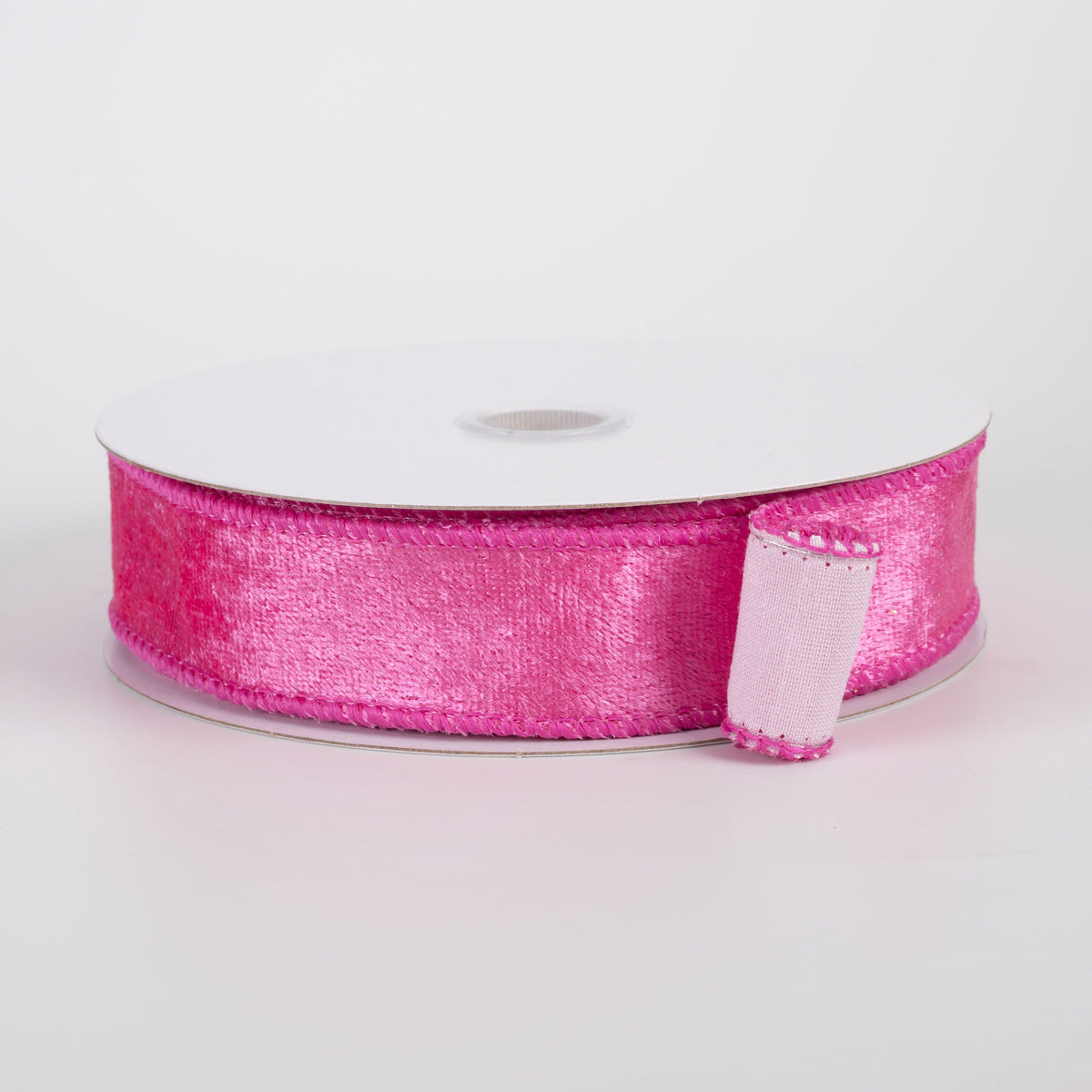 1" Double Sided Lush Velvet & Dupioni Ribbon: Hot Pink & Pink (10 Yards) Item Number: D43615-10-28