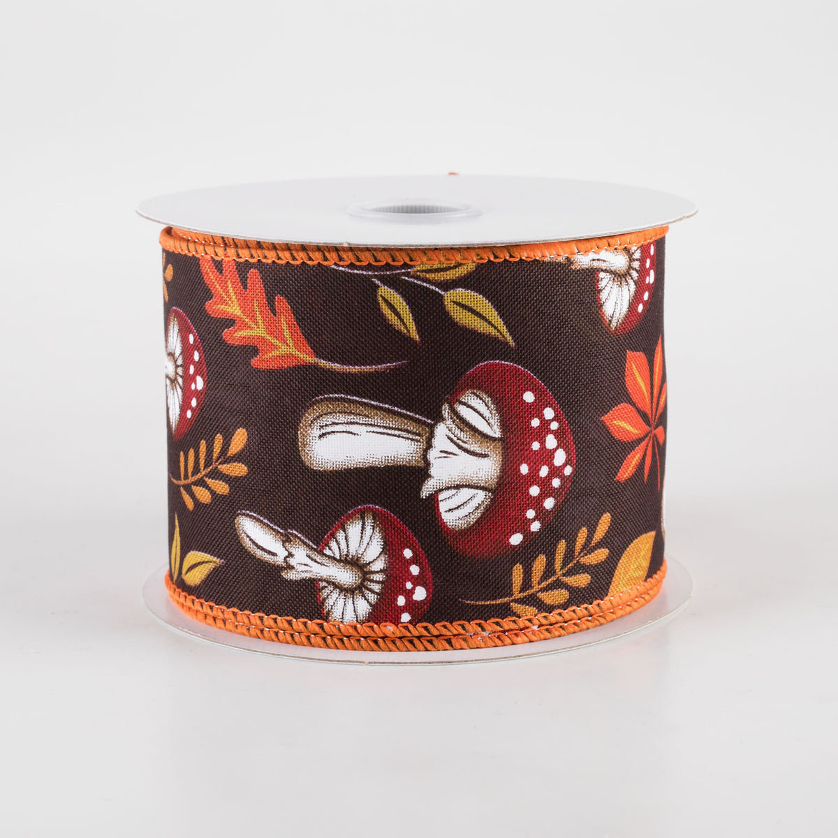2.5" Earthy Fall Mushrooms Ribbon: Dark Brown (10 Yards) Item Number: 61411-40-27