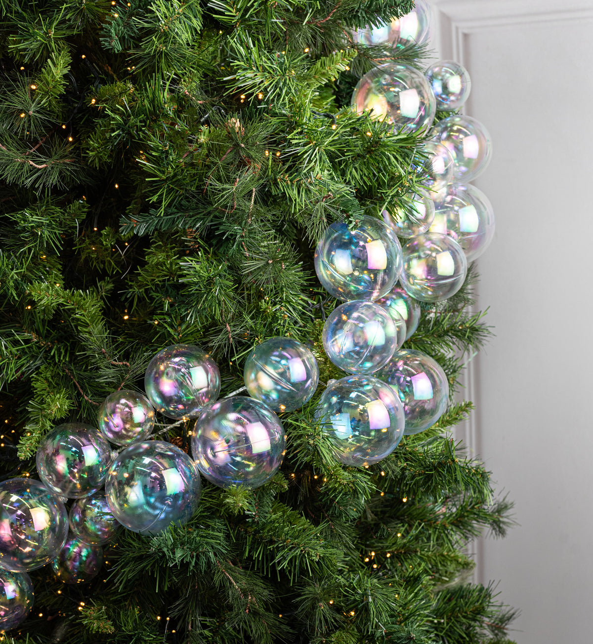6' Effortless Ornament Garland: Iridescent Clear Bubbles Lifestyle Photo