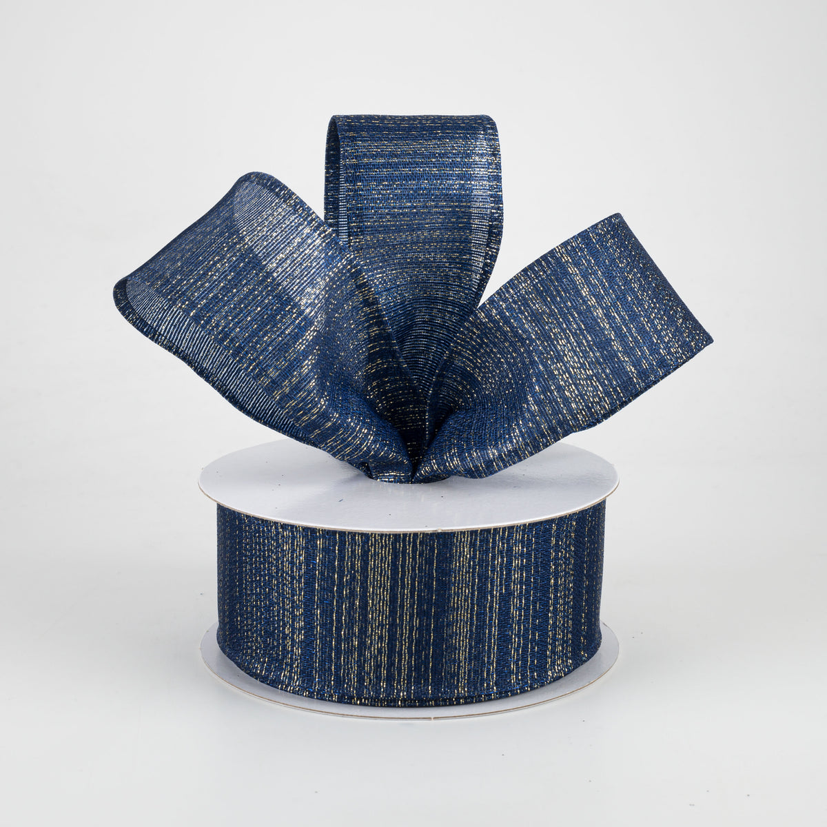 1.5" Elegant Metallic Weave Ribbon: Navy & Gold (10 Yards) Lifestyle Photo