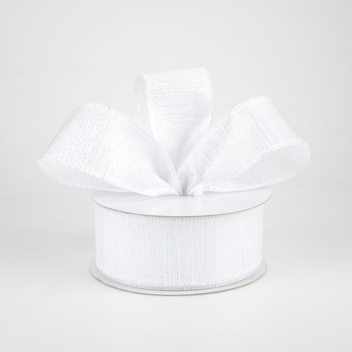 1.5" Elegant Metallic Weave Ribbon: White Iridescent (10 Yards) Lifestyle Photo