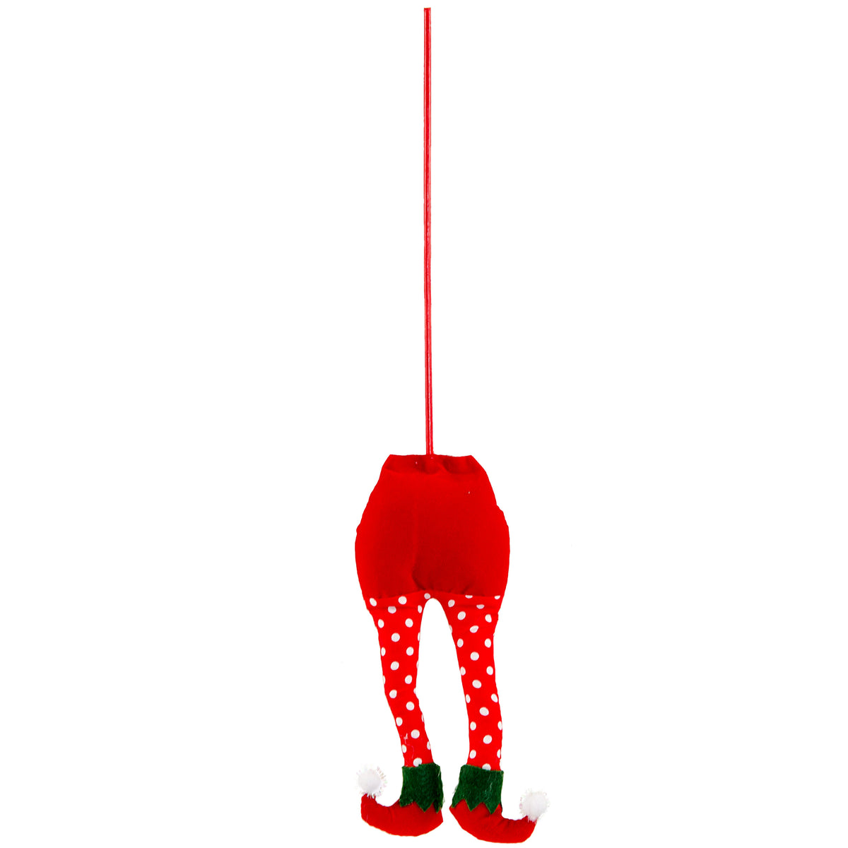 7.5" Elf Leg Pick: Red Polka Dots detail photo 5