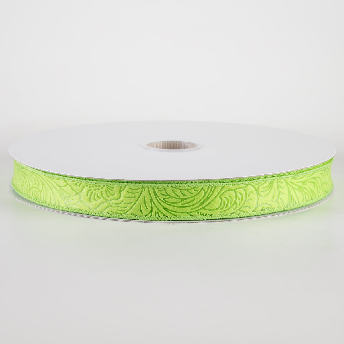 7/8" Embossed Flower Breeze Ribbon: Lime Green (50 Yards)