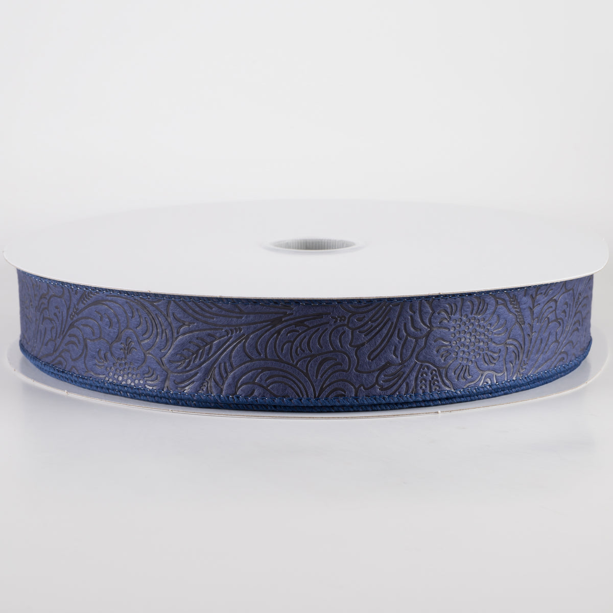 1.5" Embossed Flower Breeze Ribbon: Navy Blue (50 Yards)
