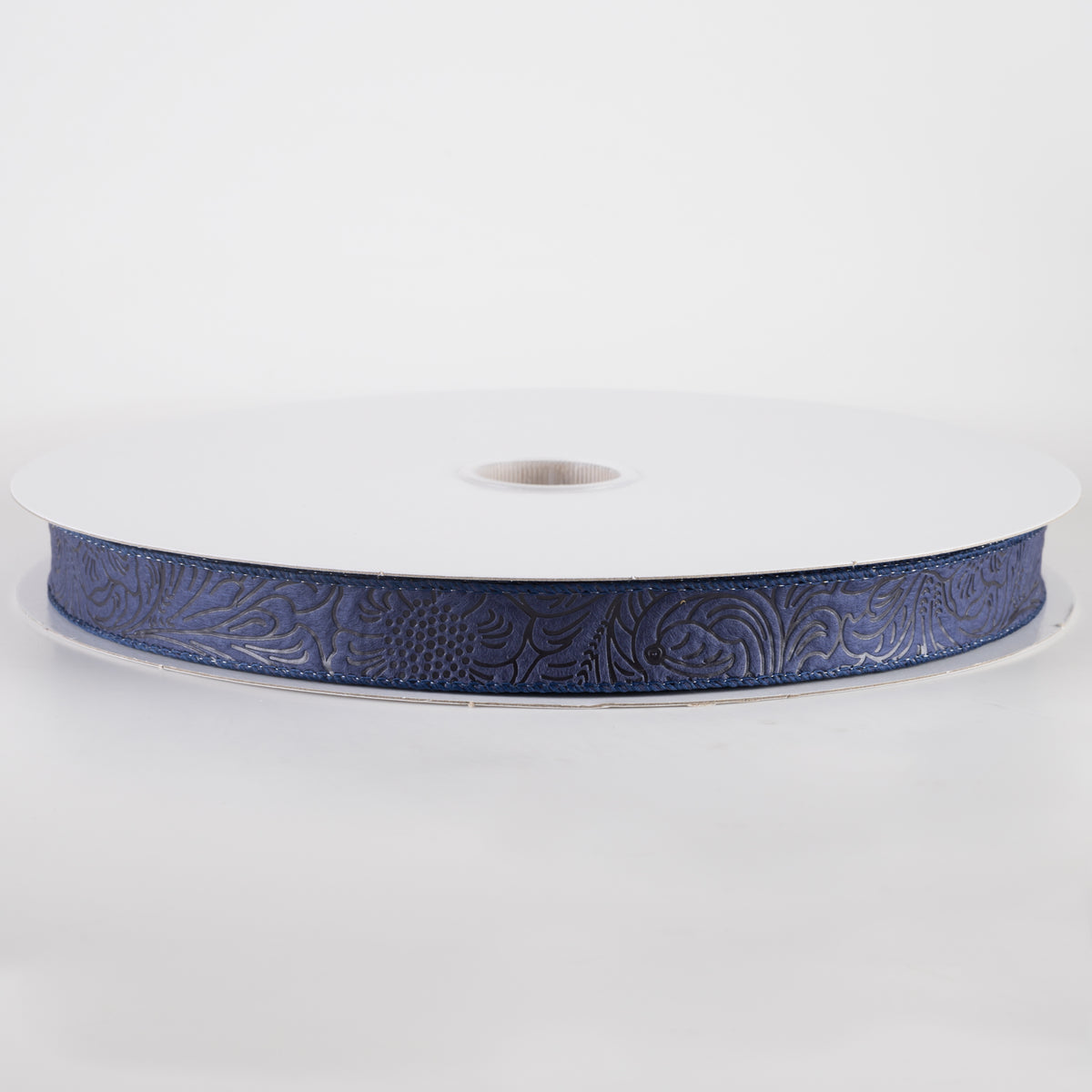7/8" Embossed Flower Breeze Ribbon: Navy Blue (50 Yards)