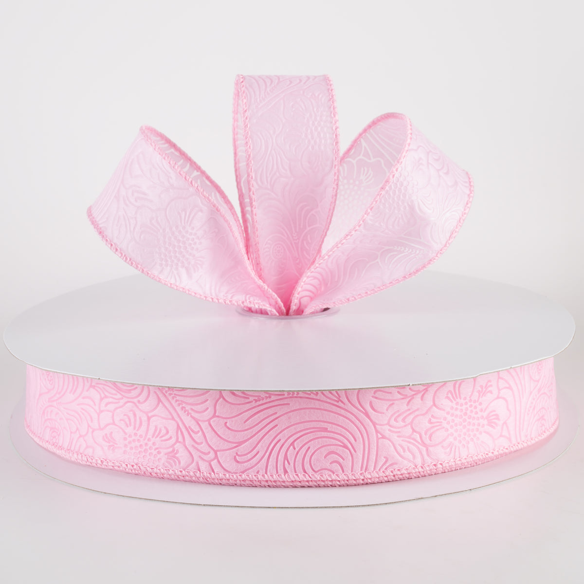 1.5" Embossed Flower Breeze Ribbon: Pink (50 Yards) Lifestyle Photo