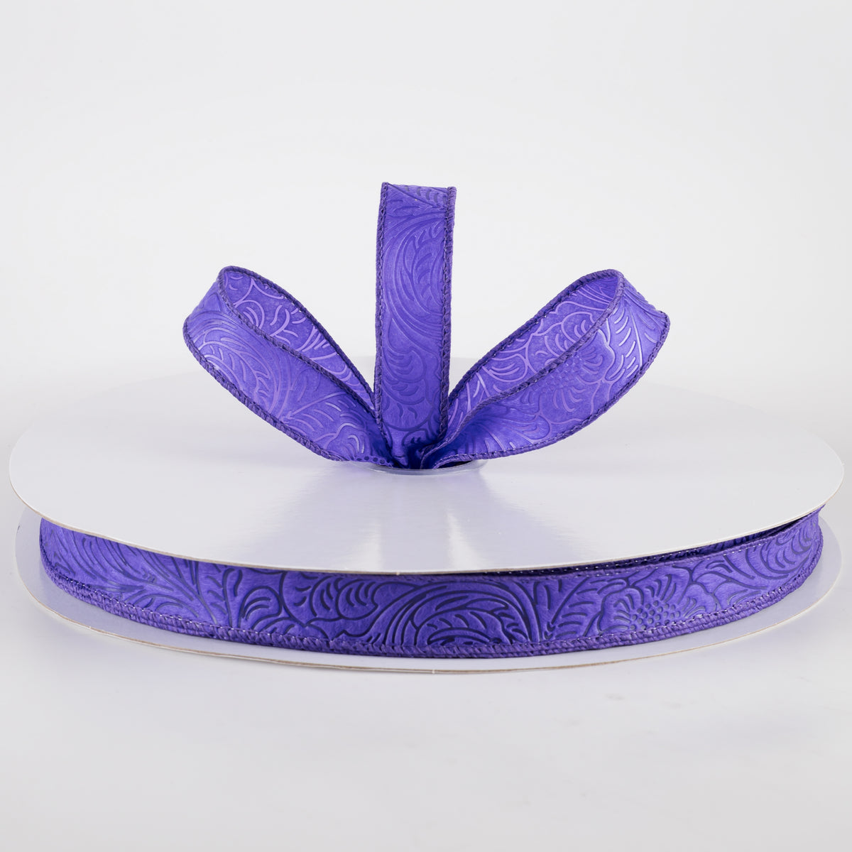 7/8" Embossed Flower Breeze Ribbon: Purple (50 Yards) Lifestyle Photo