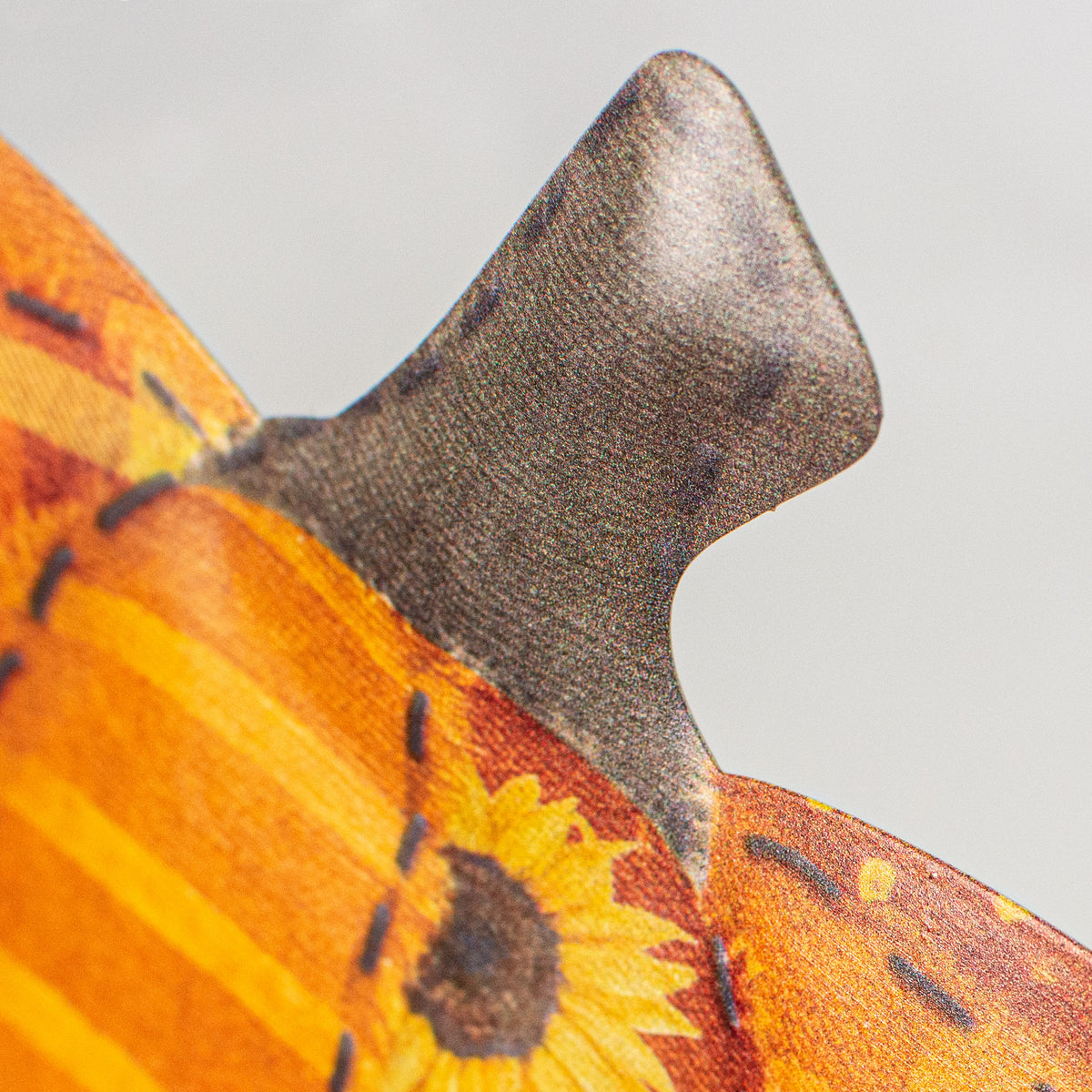 12" Embossed Metal Pumpkin Hanger: Quilted Orange detail photo 3