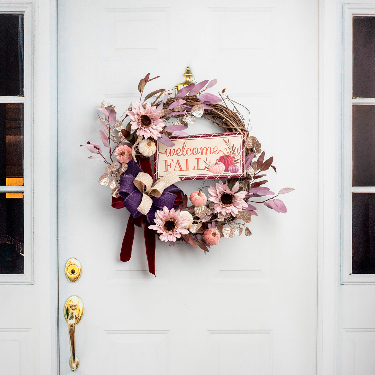 12" Embossed Metal Sign: Welcome Fall Pumpkins detail photo 4