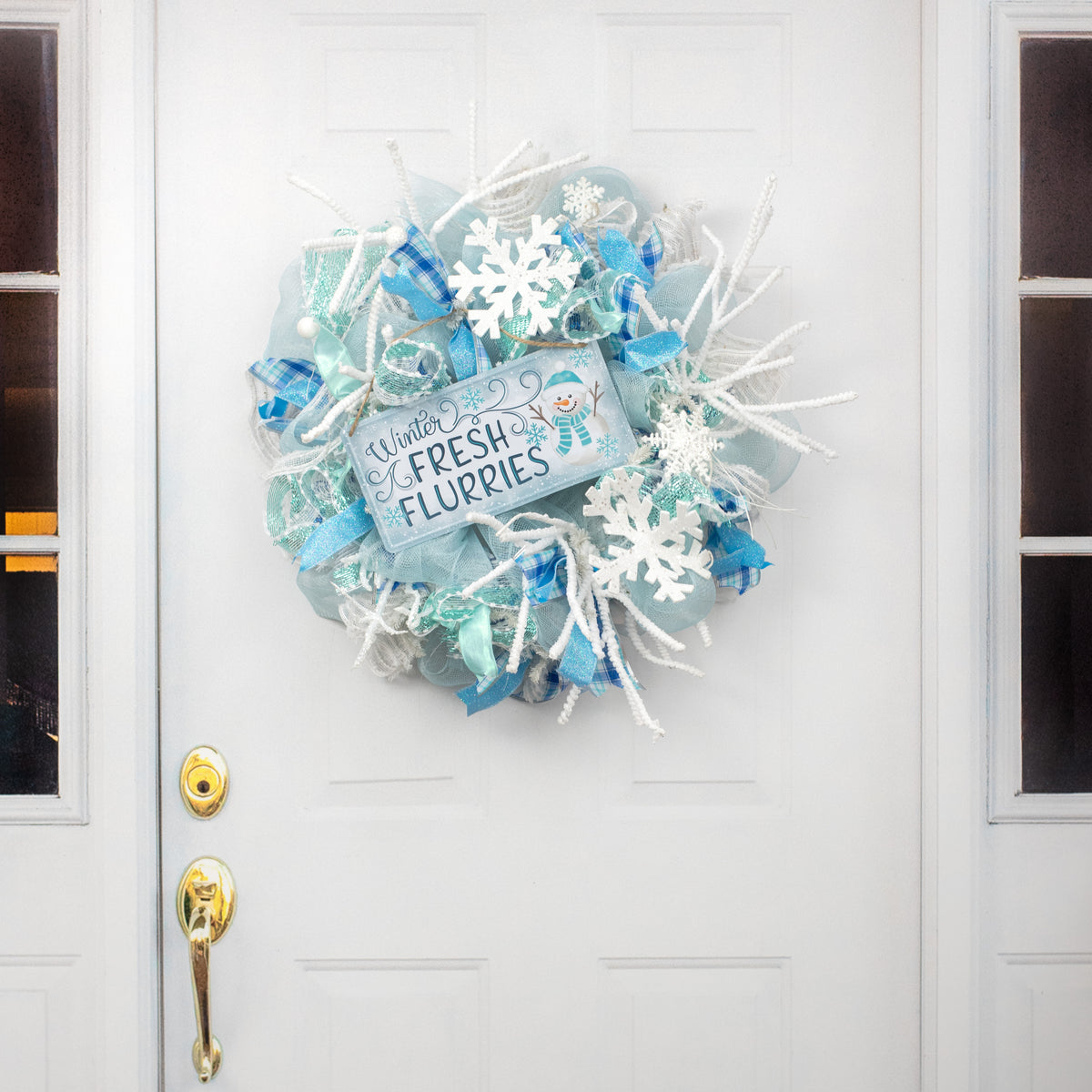 12" Embossed Metal Sign: Winter Fresh Flurries Snowman detail photo 4
