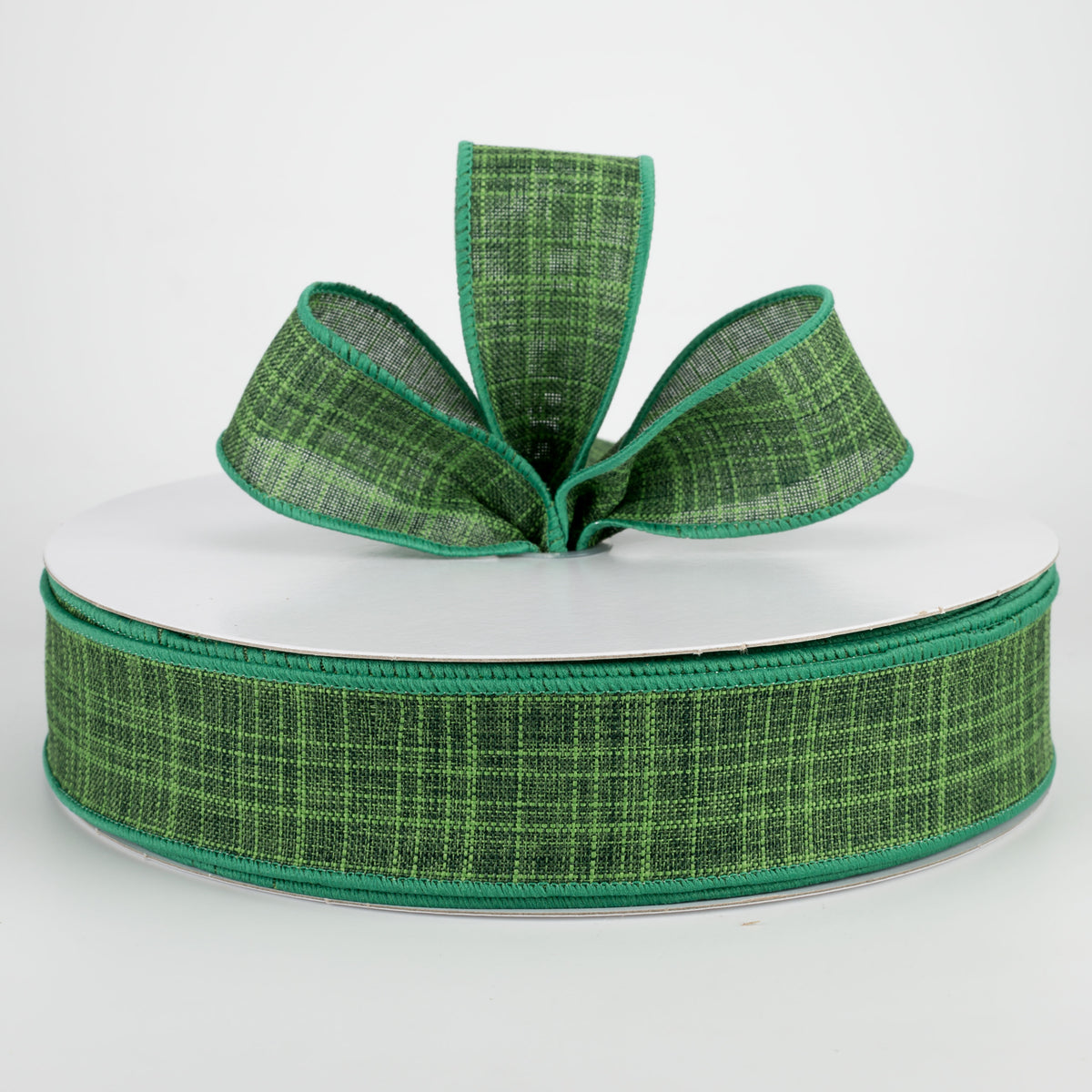 1.5" Estelle Textured Linen Ribbon: Emerald Green (50 Yards) Lifestyle Photo