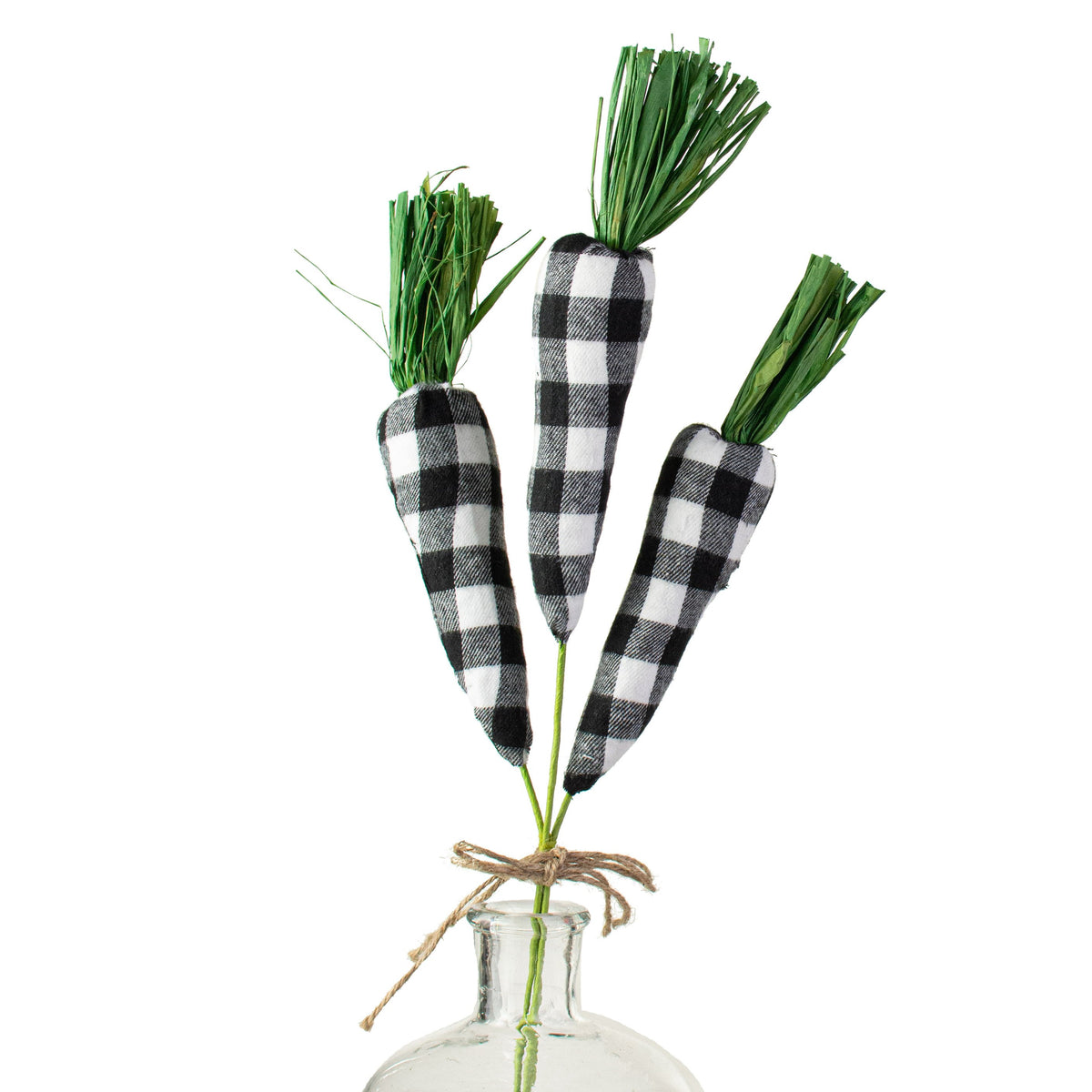 16" Fabric Carrot Bundle: Black & White Check Item Number: 63063BKWT