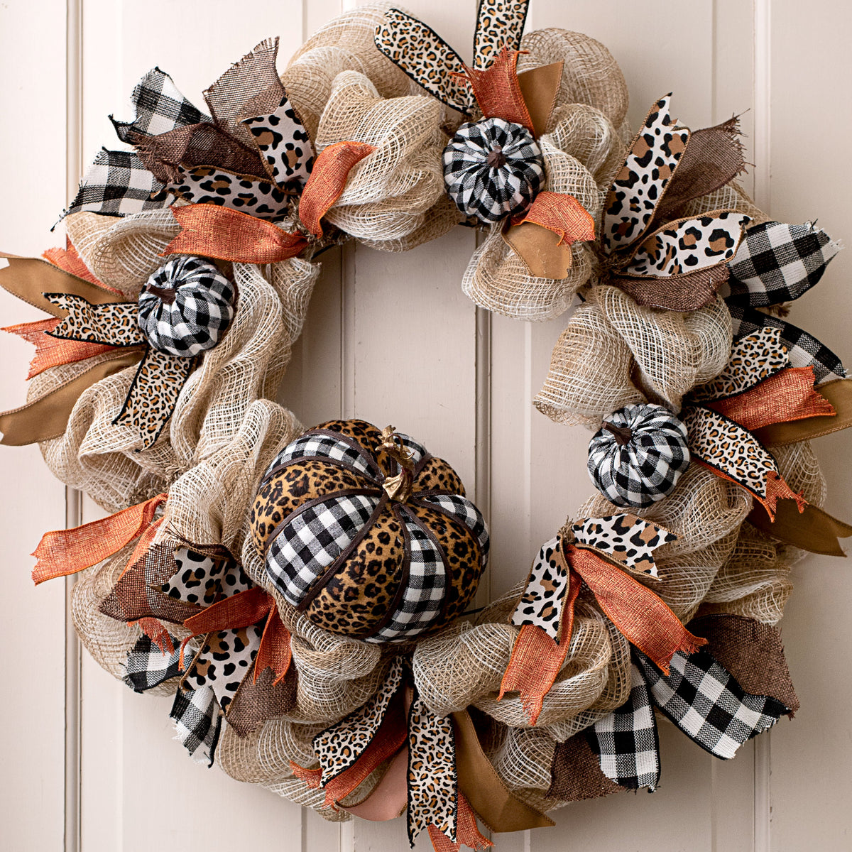 6" Fabric Cheetah & Check Pumpkin Lifestyle Photo
