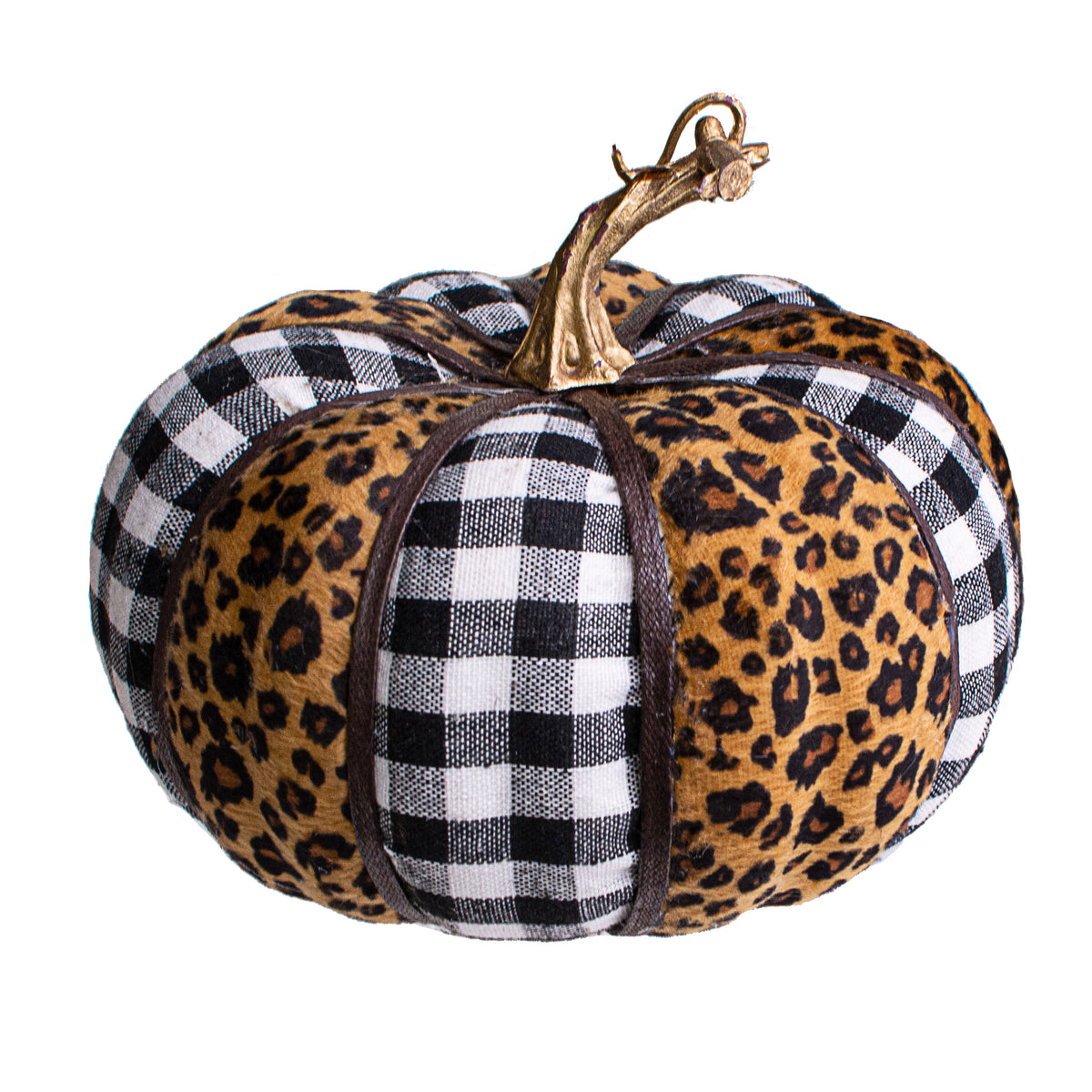 6" Fabric Cheetah & Check Pumpkin Item Number: 56700MIX