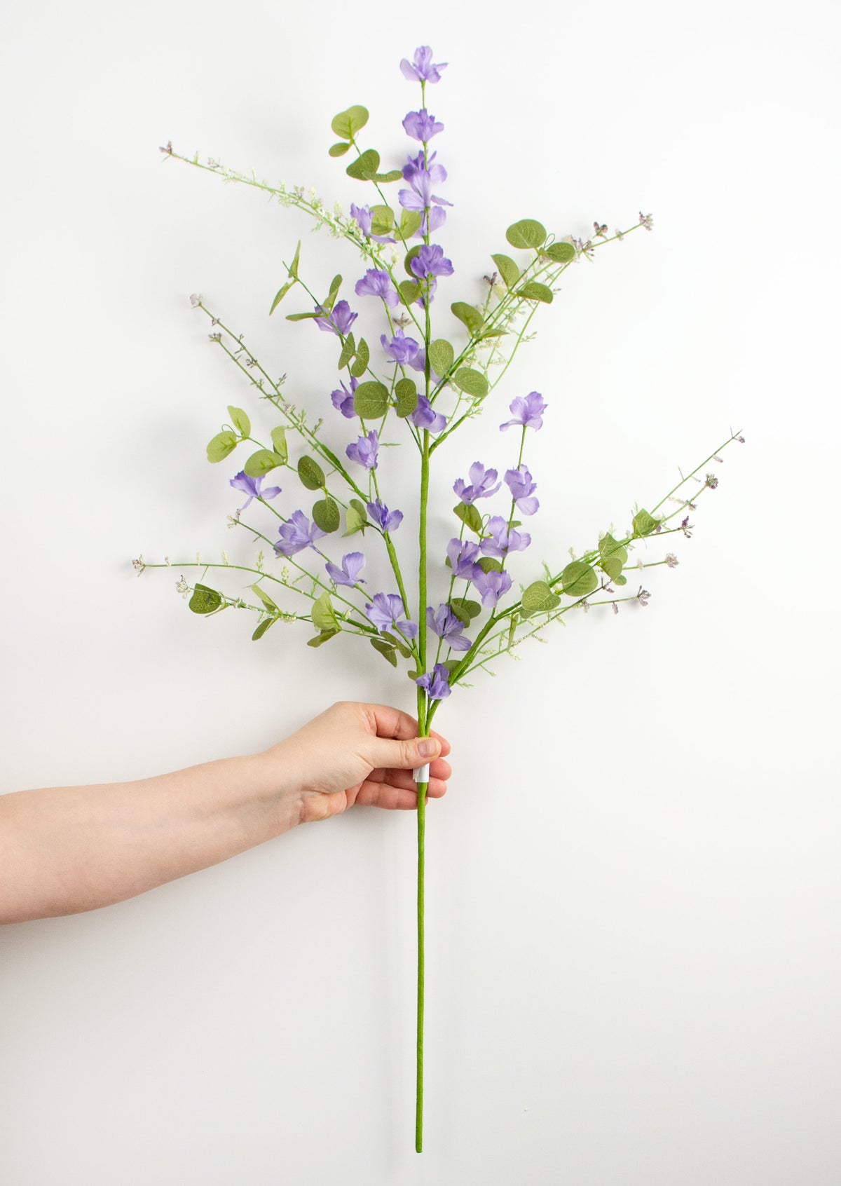 31" Fabric Flower Eucalyptus Spray: Lavender detail photo 3