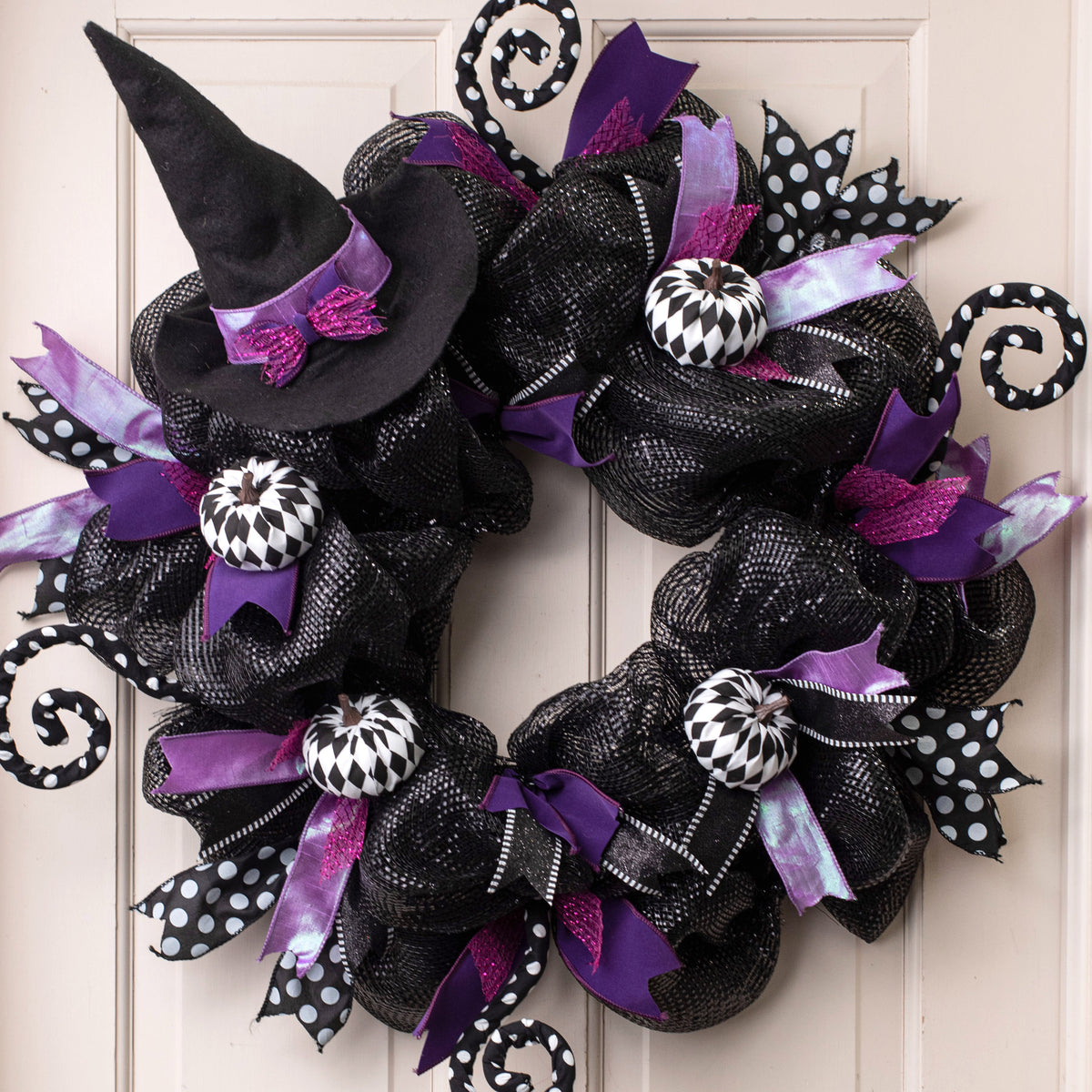 3" Fabric Harlequin Pumpkins: Black & White (Set of 6) Lifestyle Photo