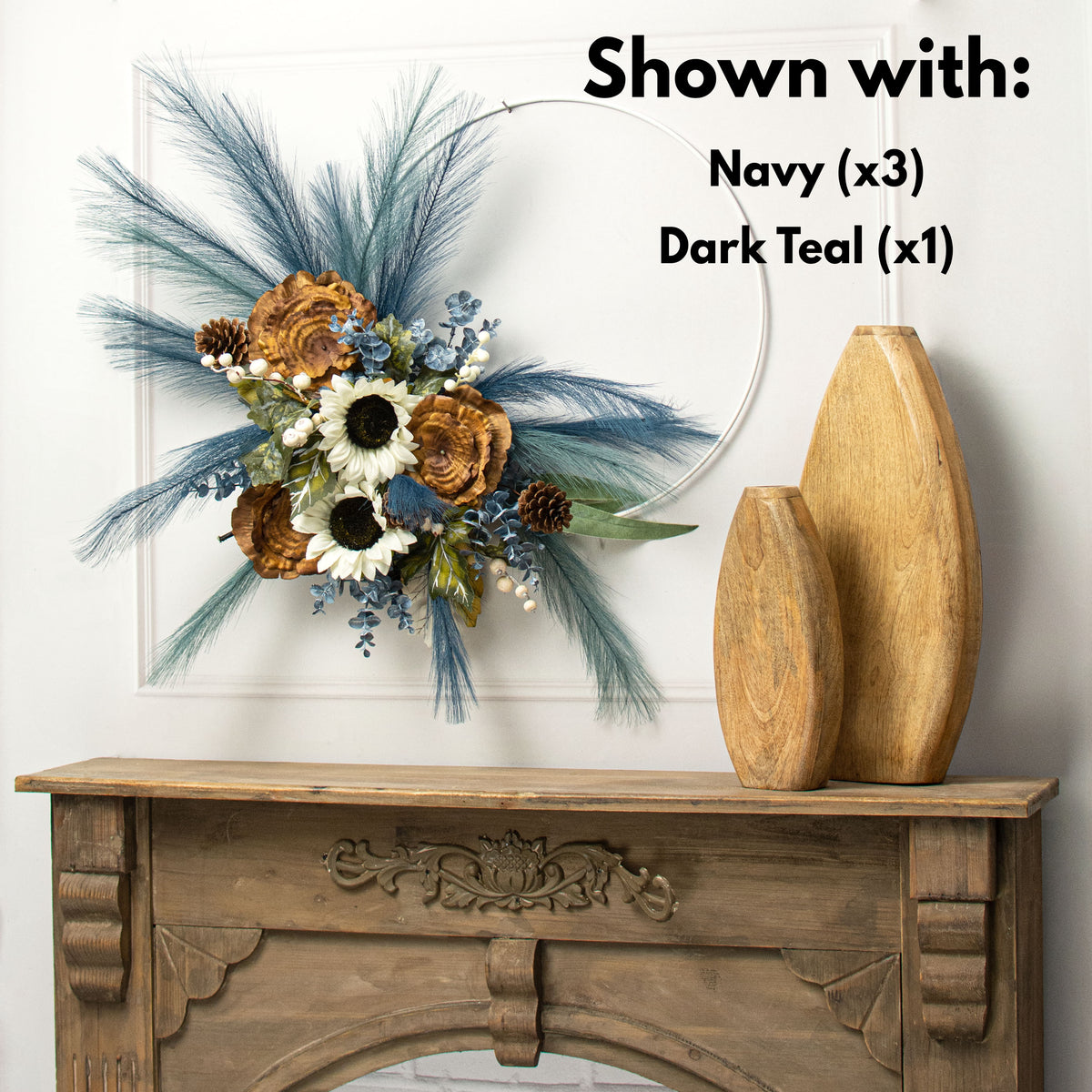 32" Fabric Pampas Grass Spray: Dark Teal Lifestyle Photo