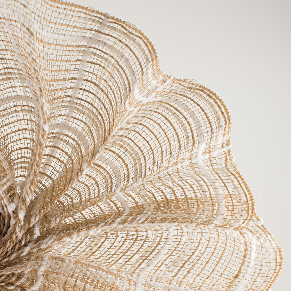 10" Fabric Plaid Mesh: Natural Jute, Cream & White Drift Lifestyle Photo