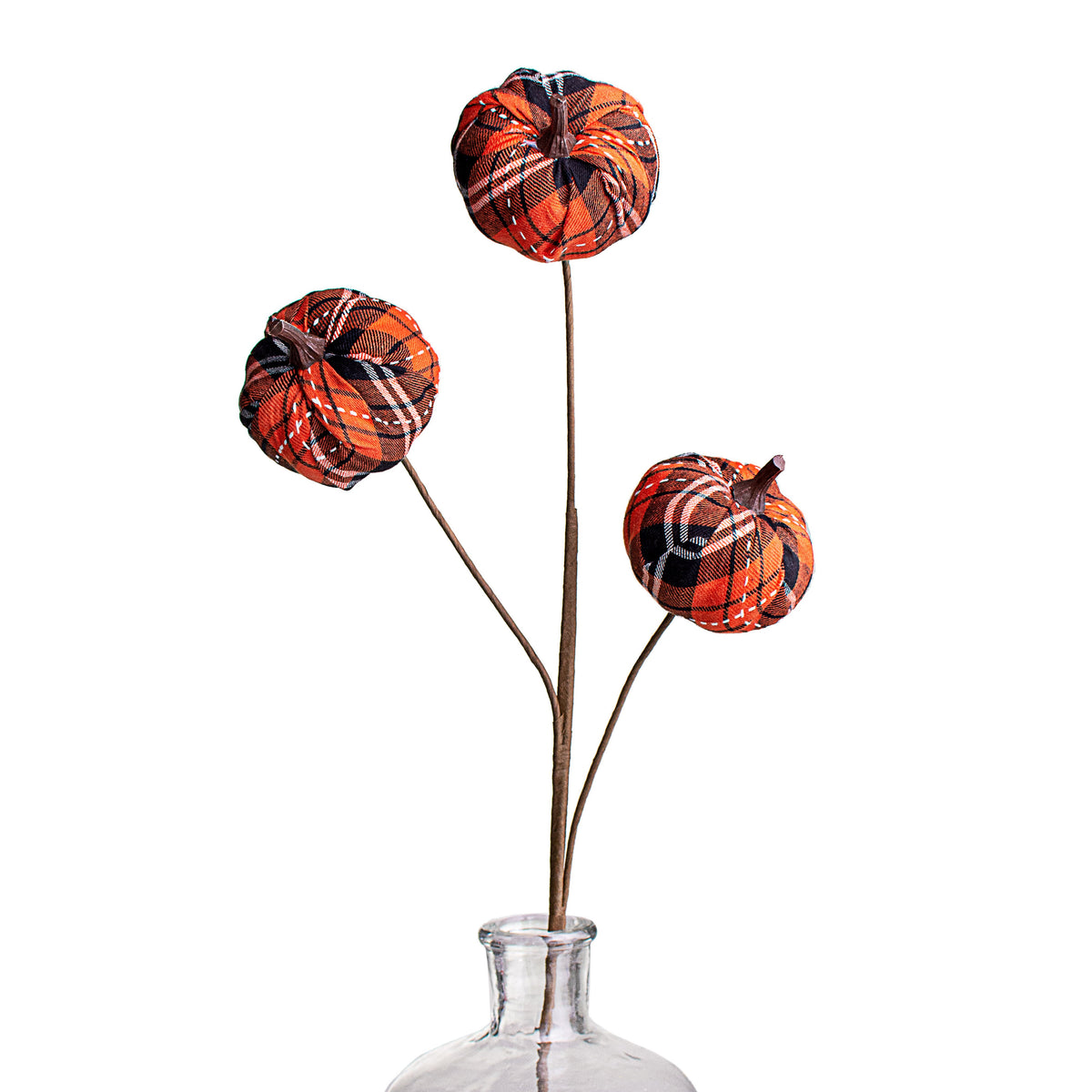26" Fabric Pumpkin Spray: Scarecrow Plaid Item Number: 56767ORBK