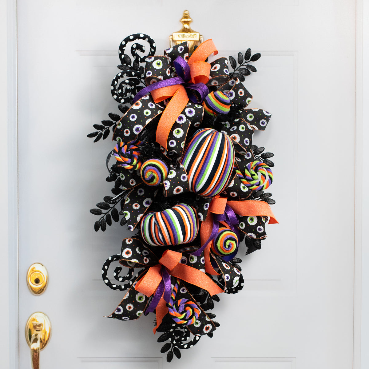 6" Fabric Stripe Halloween Pumpkin Decor Lifestyle Photo