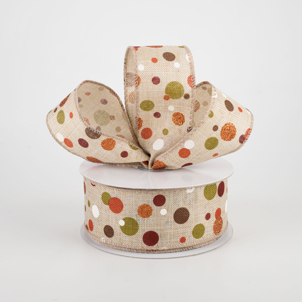 1.5" Fall Dots Ribbon: Natural (10 Yards) Lifestyle Photo