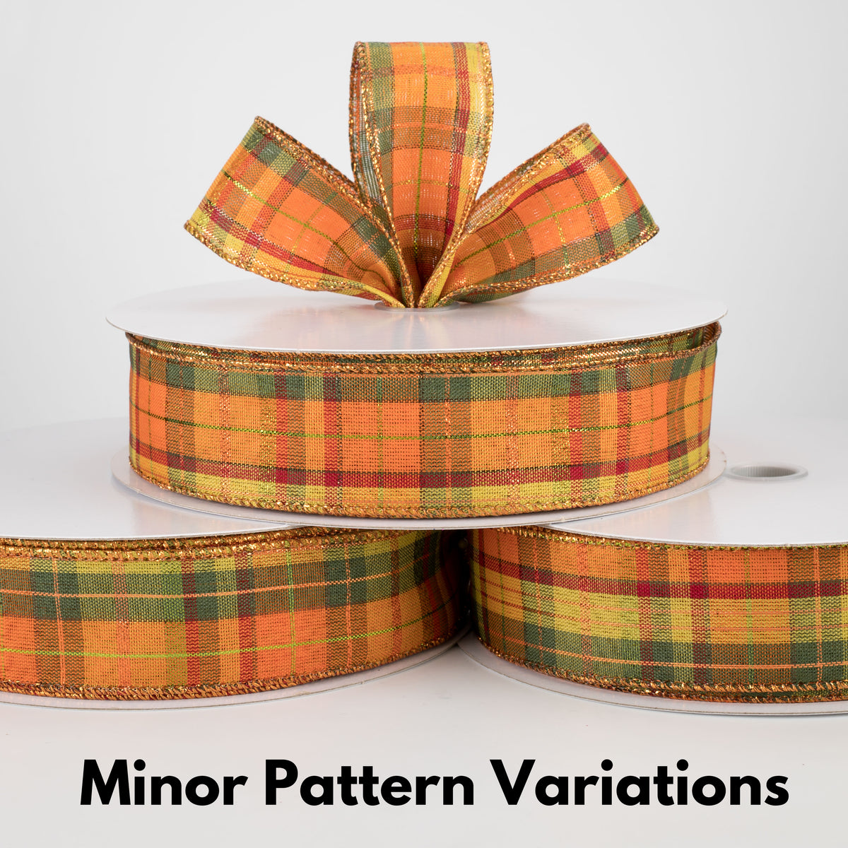 1.5" Fall Plaid Metallic Ribbon (50 Yards) Lifestyle Photo