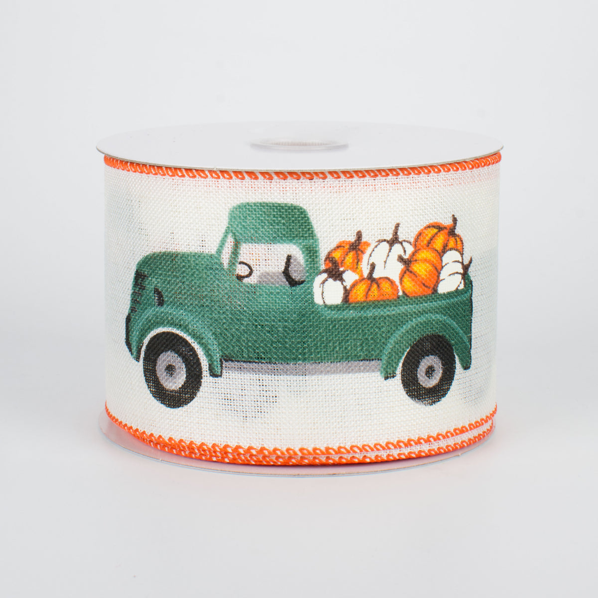 2.5" Fall Pumpkin Green Trunk Ribbon (10 Yards)