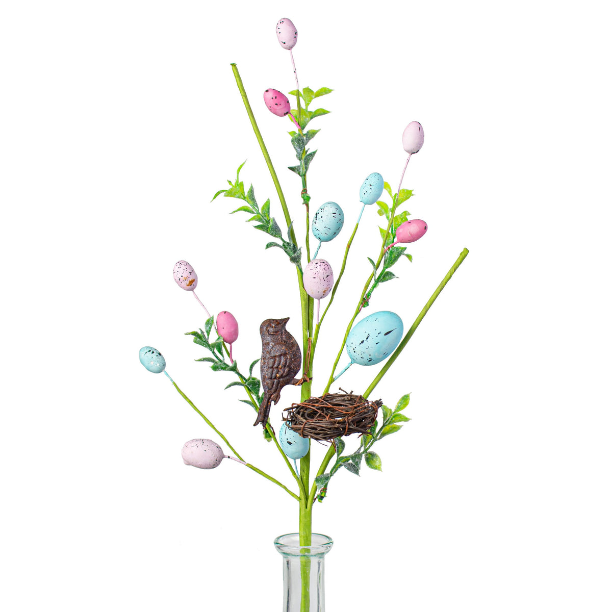 19" Farmstead Eggs With Rusty Tin Birds Spray Item Number: 28771